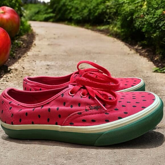 Vans Watermelon Low Top Sneakers Women 7 Men 5.5 Red Canvas 2009 Limited Edition - Picture 7 of 11
